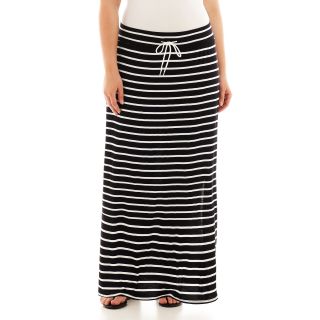 A.N.A Side Slit Maxi Skirt   Plus, Black/White