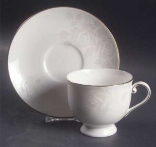 Mikasa Rosewood Gold Footed Cup & Saucer Set, Fine China Dinnerware   Bone , Sat