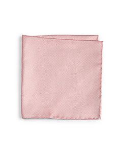 Brioni Silk Square Dot Pocket Square   Pink