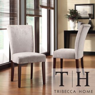 Tribecca Home Silver Gray Chenille Parson Chairs (set Of 2)