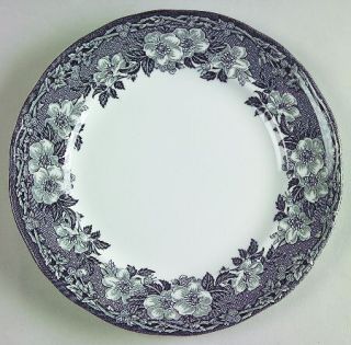 Wedgwood Malverne Dessert/Pie Plate, Fine China Dinnerware   Black Floral On Rim