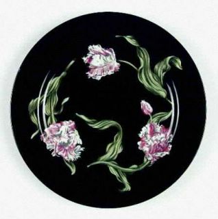 Tiffany Mrs DelanyS Flowers Luncheon Plate, Fine China Dinnerware   Black Backg