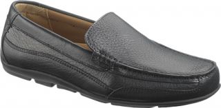 Mens Sebago Captain   Black Pebbled Leather Driving Mocs