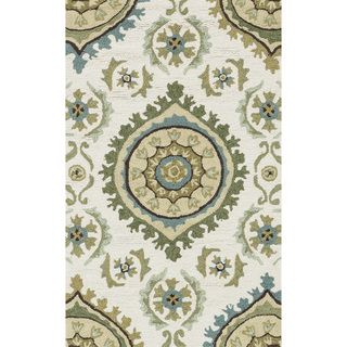 Hand Hooked Fandango Ivory/ Aqua Rug (23 X 39)