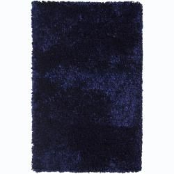 Hand woven Safir Blue Shag Rug (36 X 56)