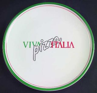 Waechtersbach Viva Italia Pizza Plate, Fine China Dinnerware   Green & Red Bands
