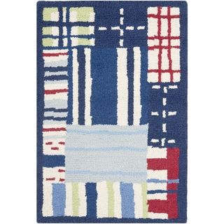 Safavieh Handmade Childrens Matrix Blue New Zealand Wool Rug (2 X 3)