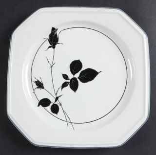 Mikasa Ebony Rose Salad Plate, Fine China Dinnerware   Continental, Black Flower