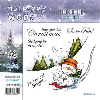Mullberry Wood EZmount Cling Stamp Set 4 3/4x4 3/4 sledging By