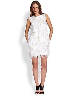 MSGM Faux Feathered Dress   White