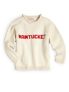 MJK Knits Infants & Kids Personalized Name Sweater/Red   Ivory Red