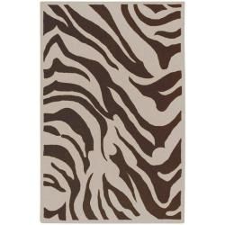 Hand tufted Brown/white Zebra Animal Print Austin Wool Rug (8 X 11)