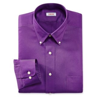 Izod Button Down Twill Dress Shirt   Big and Tall, Bright Violet, Mens