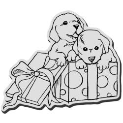 Stampendous Christmas Cling Rubber Stamp  Puppy Pals