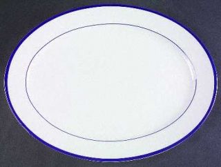 Williams Sonoma Brasserie Blue  16 Oval Serving Platter, Fine China Dinnerware