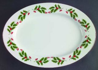 All the Trimmings Christmas Holly (Porcelain) 12 Oval Serving Platter, Fine Chi