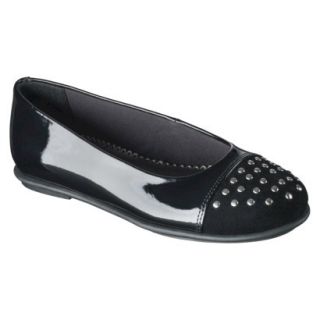 Girls Rachel Shoes Ava Patent Studded Flat   Black 12