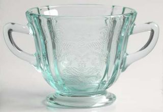 Indiana Glass Recollection Green (Teal) Open Sugar   Teal Green,Pressed,Scroll D