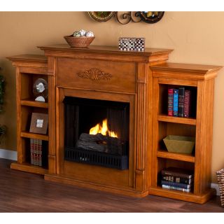Upton Home Dublin Glazed Pine Gel Fuel Fireplace With Bookshelves (Glazed pineMantel supports up to 85 pounds, ideal for up to a 42 inch flat screen television.Fuel requiredType of fuel FireGlo gel fuelNone of the mess of a wood burning fireplace, emits 