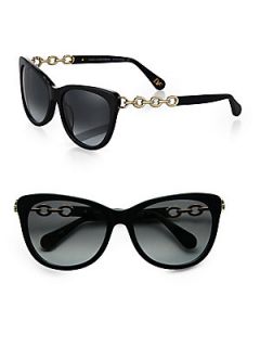 Diane von Furstenberg Cats Eye Chain Detail Sunglasses   Black