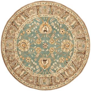 Safavieh Hand made Anatolia Teal/ Camel Wool Rug (6 Round)