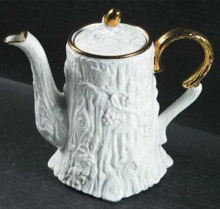 Royal Stafford Old English Oak Gold Coffee Pot & Lid, Fine China Dinnerware   Em