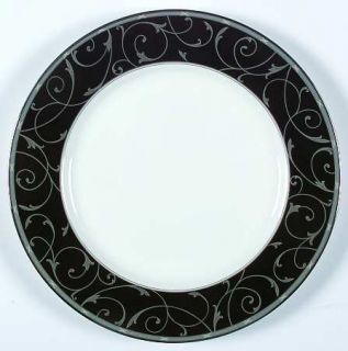 Mikasa Elegant Scroll Black Dinner Plate, Fine China Dinnerware   Gray Scrolls O