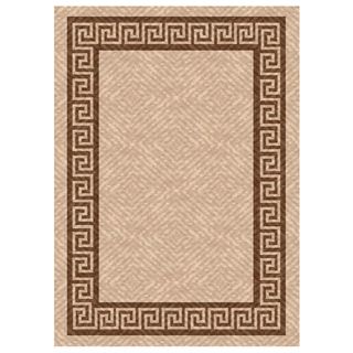 Woven Indoor/ Outdoor Greek Key Beige/ Brown Patio Rug (53 X 76)