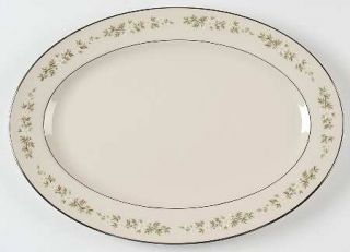 Lenox China Brookdale  15 Oval Serving Platter, Fine China Dinnerware   White/Y