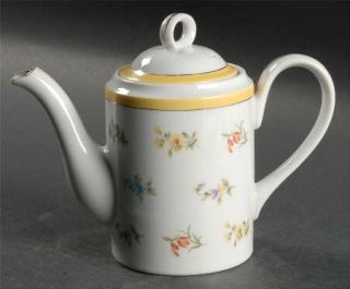 Sigma Grand Duchess Mini Coffee Pot & Lid, Fine China Dinnerware   Yellow Bands,