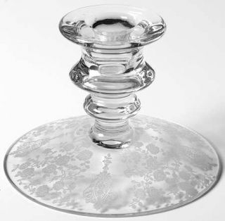 Cambridge Rose Point Clear Single Light Candlestick   Stem 3121,Clear,Etched