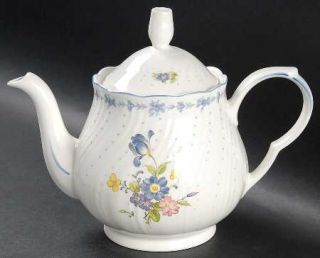 Nikko Blue Peony Teapot & Lid, Fine China Dinnerware   Blossomtime, Floral Cente