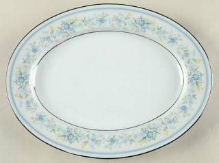 Noritake Contentment 11 Oval Serving Platter, Fine China Dinnerware   Blue Band