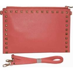 Womens Blingalicious Leatherette Clutch With Studs Q2028 Coral