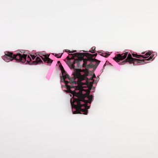 Chiffon Heart Ruffle Thong Black/Pink In Sizes Small, Large, Medium For Women 2