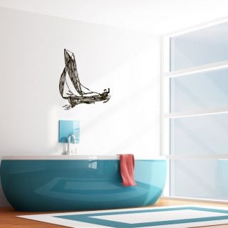 Man In A Boat Interior Vinyl Wall Decal (Glossy blackIncludes One (1) wall decalEasy to applyDimensions 25 inches wide x 35 inches long )