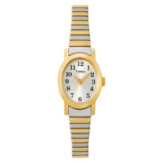 Timex Womens Oval Case with White Dial and Two Tone Expansion Bracelet  