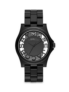 Marc by Marc Jacobs Stainless Steel & Black Nylon Link Bracelet Watch   Black