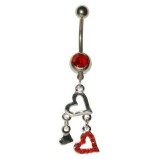 Womens Supreme Jewelry Curved Barbell Belly Ring with Stones   Silver/Red