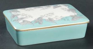 Wedgwood Buxton Turquoise (Gold Trim) Cigarette Box & Lid, Fine China Dinnerware