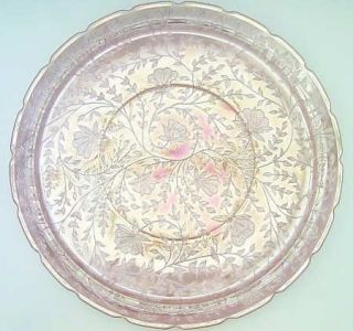 Jeannette Louisa Iridescent Round Tray with Indented Center   Iridescent,Florago