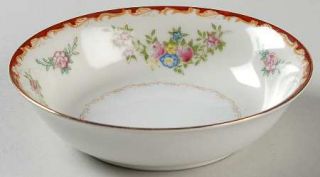 Kongo Kon5 Fruit/Dessert (Sauce) Bowl, Fine China Dinnerware   Red Edge,Floral S