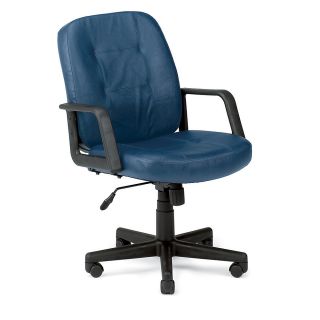 Ofm Leather Conference Chair   18 22 Seat Height   Navy