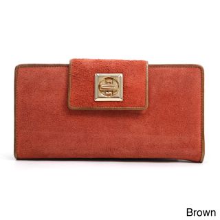 Anais Gvani Suede And Leather Checkbook Wallet