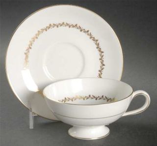 Coalport Coronet Footed Cup & Saucer Set, Fine China Dinnerware   Gold Scroll De