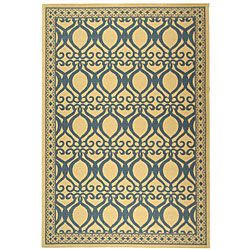 Indoor/ Outdoor Tropics Natural/ Blue Rug (710 X 11) (IvoryPattern GeometricMeasures 0.25 inch thickTip We recommend the use of a non skid pad to keep the rug in place on smooth surfaces.All rug sizes are approximate. Due to the difference of monitor co