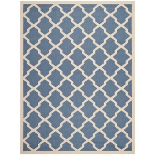 Safavieh Indoor/ Outdoor Courtyard Geometric pattern Blue/ Beige Rug (53 X 77)
