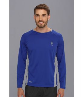U.S. Polo Assn Micro Mesh Long Sleeve Raglan Crew Neck Mens T Shirt (Blue)