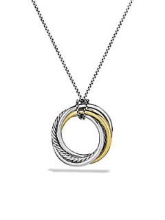 David Yurman Crossover Pendant with Gold on Chain   Silver Gold
