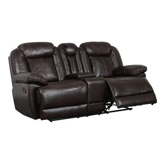 Double reclining Brown Console Loveseat
